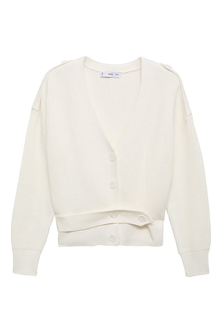 Cardigan lanière boutons - Blanc