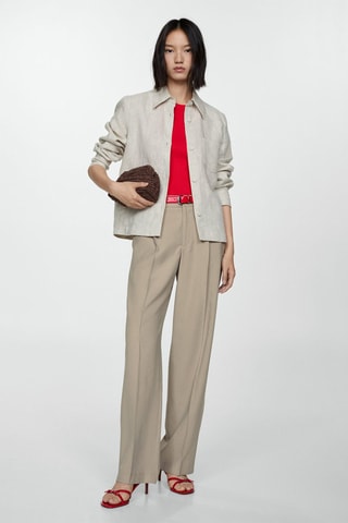 Pantalon droit pinces - Marron