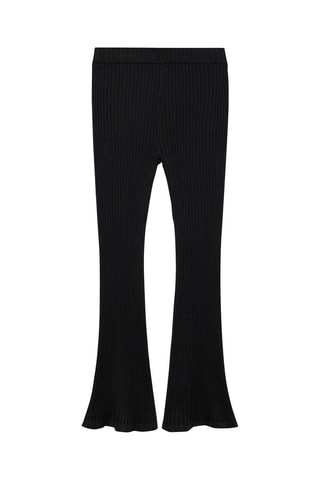 Pantalon évasé maille côtelée - Noir
