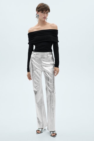 Pantalon droit métallisé - Argenté