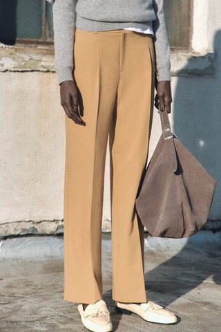 Pantalon droit pinces - Marron