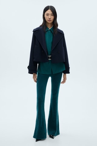 Pantalon évasé maille - Bleu pétrole