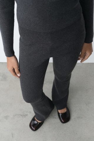 Pantalon maille taille retournée - Gris