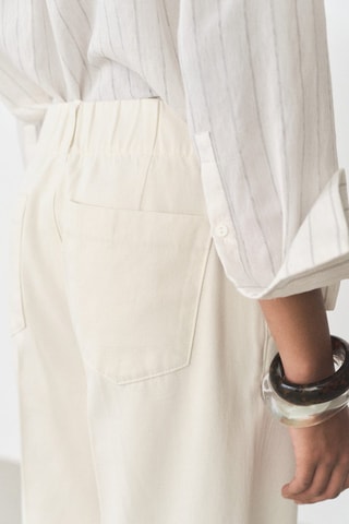 Pantalon wide leg coton - Ecru