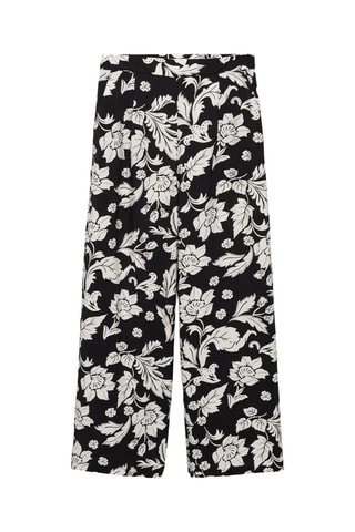 Pantalon droit imprimé fleuri - Noir