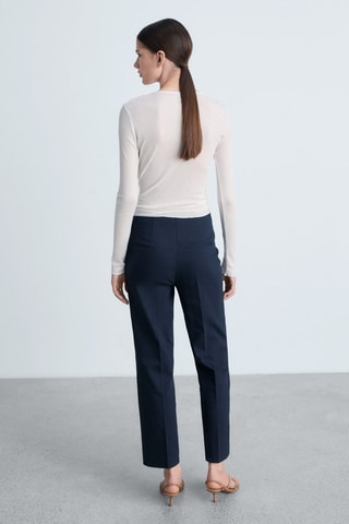 Pantalon droit boutons bijou - Bleu marine