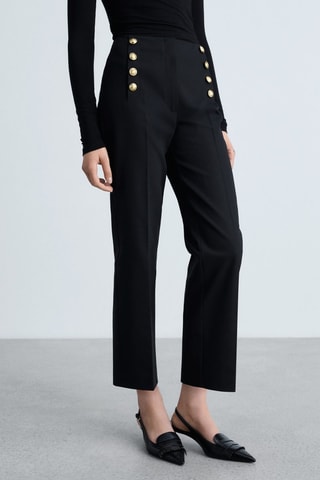 Pantalon droit boutons bijou - Noir