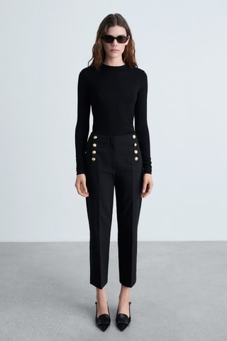 Pantalon droit boutons bijou - Noir