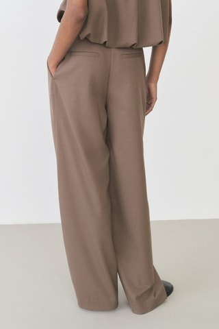 Pantalon droit avec ceinture - Marron