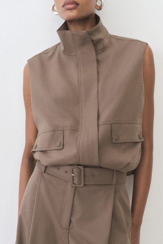 Pantalon droit avec ceinture - Marron