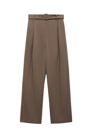 Pantalon droit avec ceinture - Marron