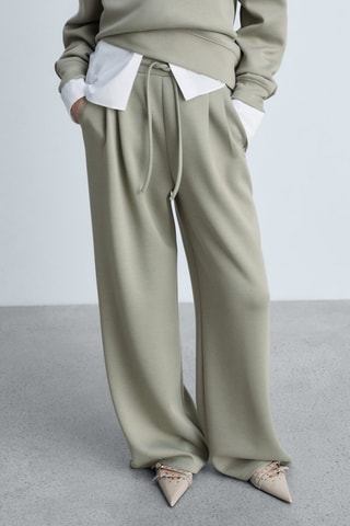 Pantalon de jogging wideleg pinces - Kaki