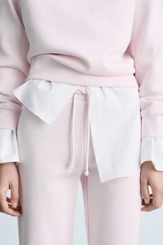 Pantalon de jogging coton wideleg - Rose clair