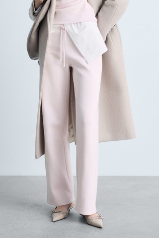 Pantalon de jogging coton wideleg - Rose clair