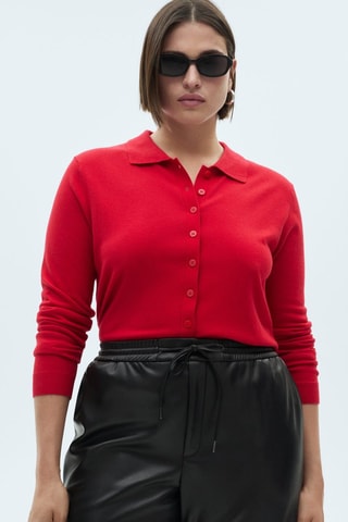 Pantalon taille élastique simili-cuir - Noir