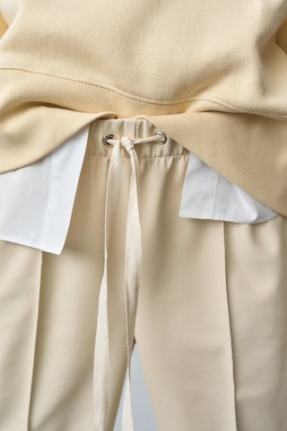 Pantalon wideleg simili-cuir - Ecru