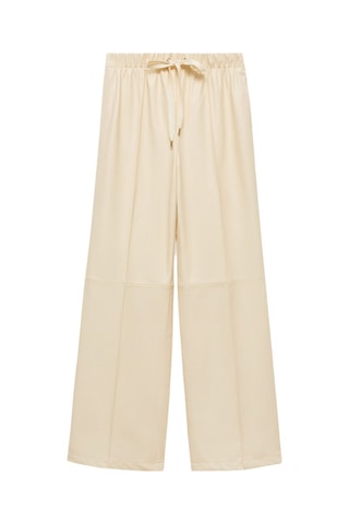 Pantalon wideleg simili-cuir - Ecru