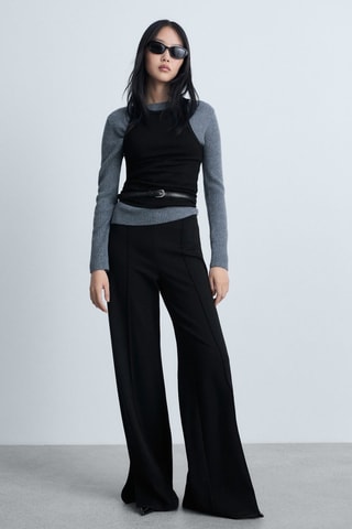 Pantalon wideleg ouvertures sur le bas - Noir