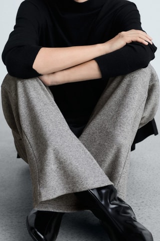 Pantalon droit maille - Gris