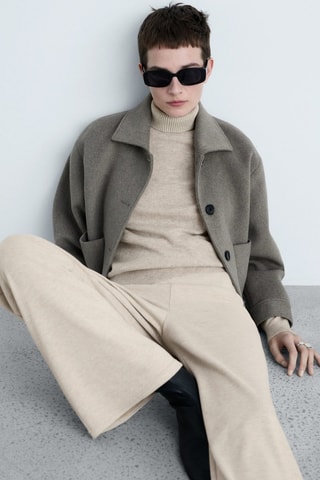 Pantalon wideleg maille fine - Beige