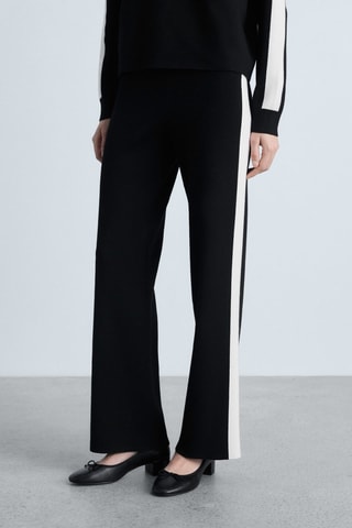 Pantalon maille rayure contrastante - Noir