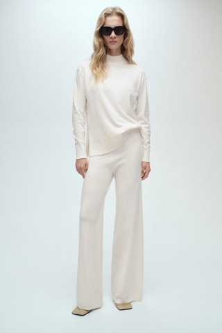 Pantalon wideleg maille fine - Ecru