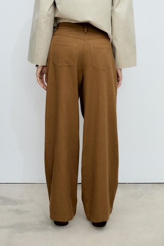 Pantalon wideleg mélange coton et lyocell - Marron