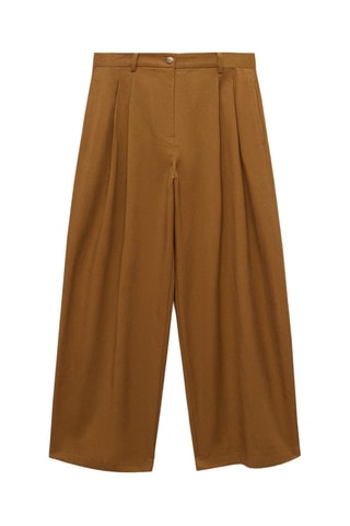 Pantalon wideleg mélange coton et lyocell - Marron