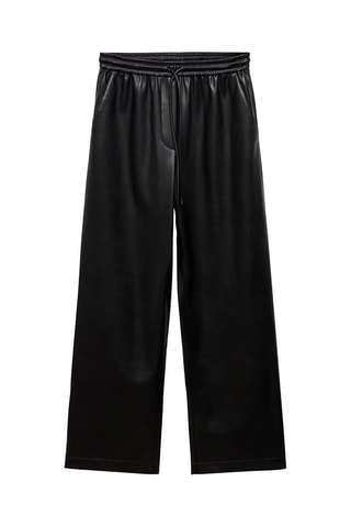 Pantalon taille élastique similicuir - Noir
