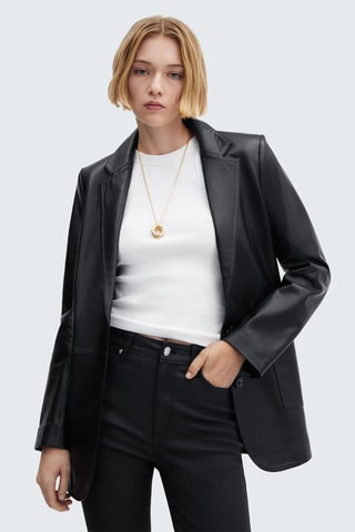 Jean skinny taille haute enduit - Noir