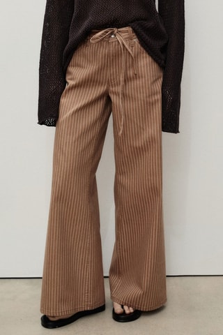 Jean wideleg rayures taille basse ceinture - Marron