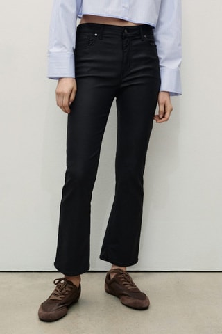 Jean Sienna flare crop enduit - Noir