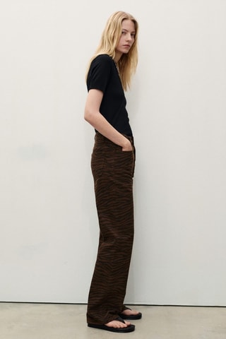 Jean droit imprimé zèbre - Chocolat