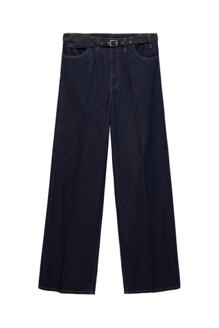 Jean wideleg rinse wash ceinture - Bleu