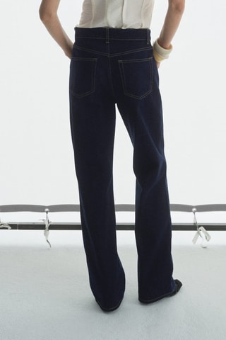 Jean droit taille haute rinse wash - Bleu