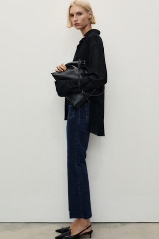 Jean flare crop poches - Bleu marine