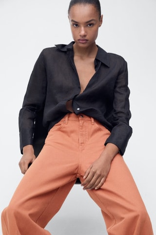 Jean wideleg taille haute - Orange