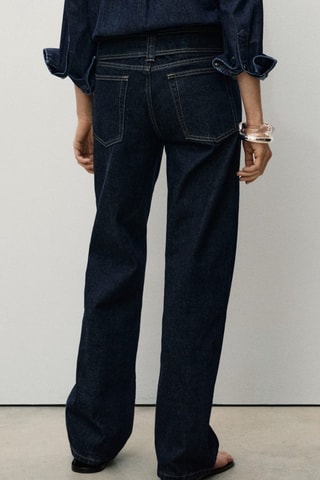 Jean droit taille basse ceinture - Bleu