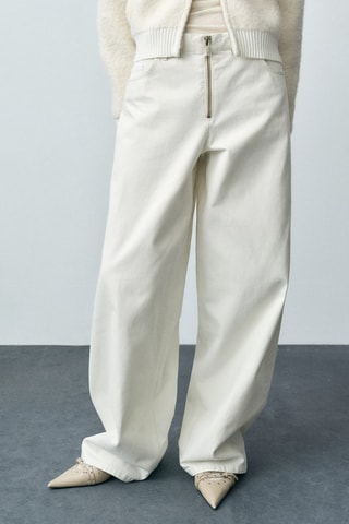 Jean wideleg zippé - Gris clair