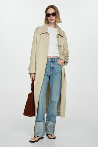 Jean droit bas à revers - Bleu