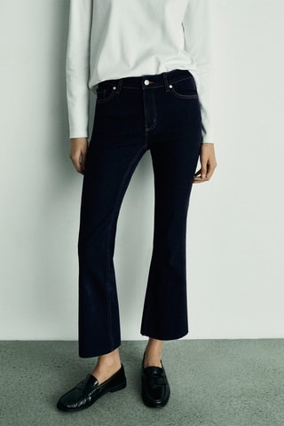 Jean Sienna flare crop rinse wash - Bleu