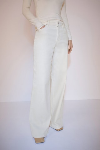 Jean velours côtelé wideleg - Écru
