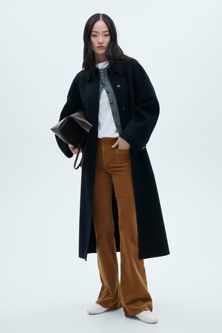 Jean flare velours côtelé poches - Marron