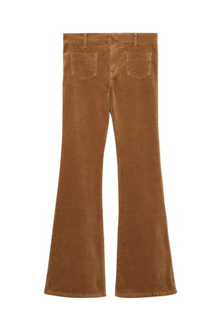 Jean flare velours côtelé poches - Marron