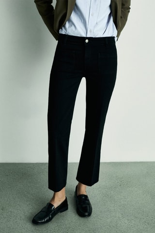 Jean flare crop poches - Noir