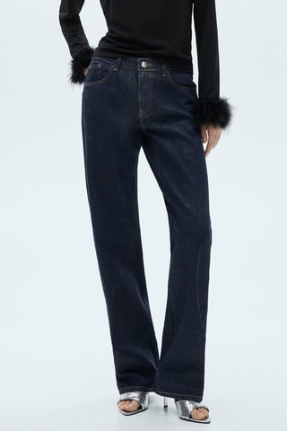 Jean droit rinse wash brillant - Bleu