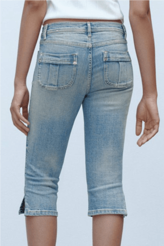 Jean capri poches - Bleu