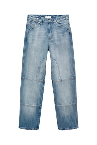 Jean Wideleg coutures décoratives - Bleu