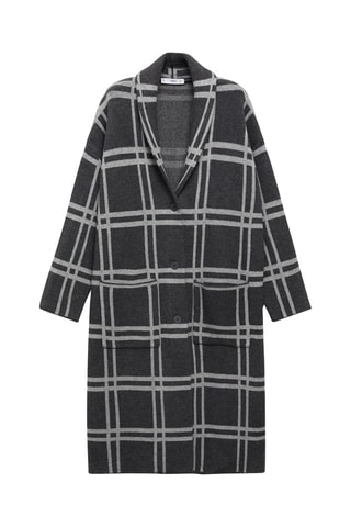 Manteau maille carreaux - Anthracite