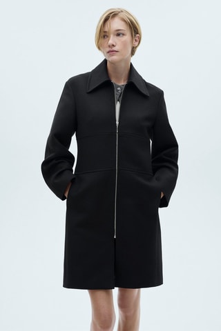 Manteau droit fermeture Éclair - Noir